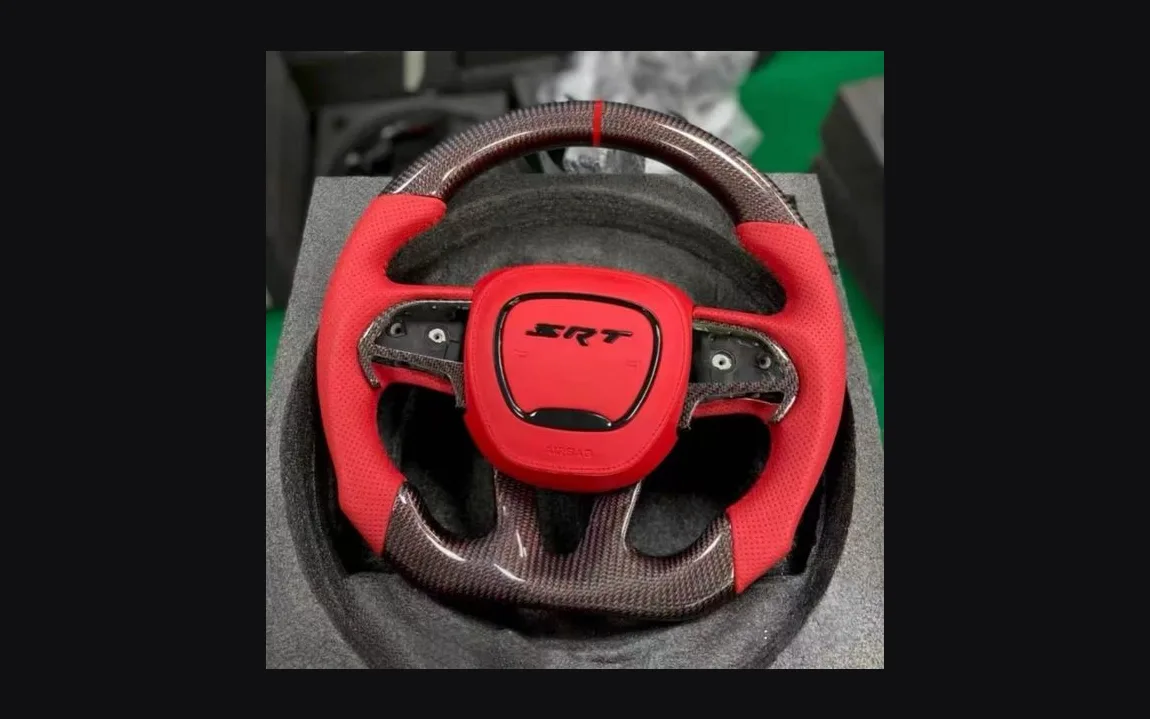 Dodge Challenger Gloss Carbon Fiber Wheel — Custom Steering Wheel